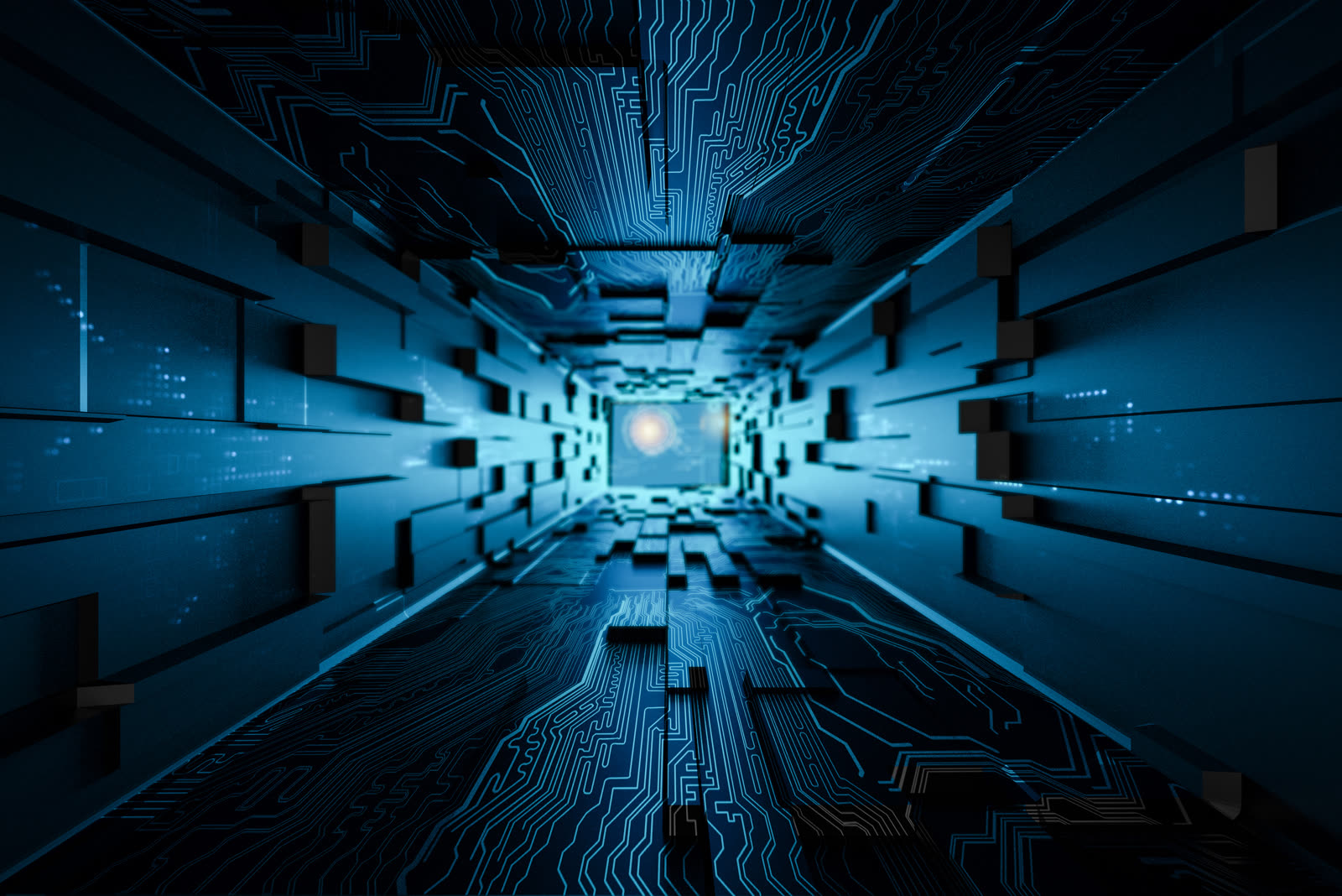 Network connections threading through a data room — the EU/Swiss residency boundary where the website edge and the sovereign workspace meet