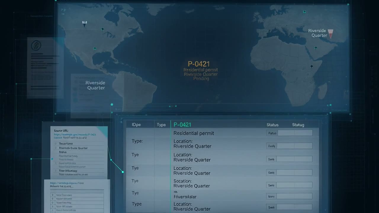 DjeedX records moving through connected table, graph, map, and analytical views